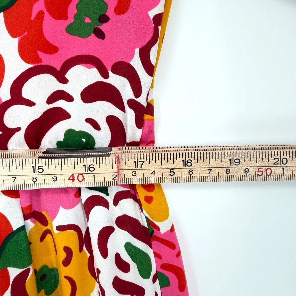 Kate Spade Utterly Famous Pink Floral Kimono Caftan Midi Dress Ruffle Sleeve M